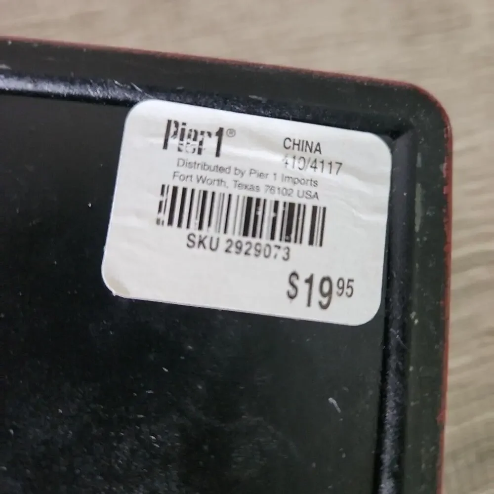 Pier 1 Imports Red Wood Table Tray‎ Accent Bird on a wire Pattern 18
